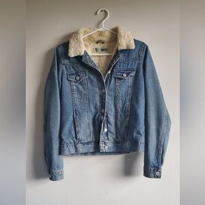 Topshop Light Blue Denim Sherpa lined Jacket size US4